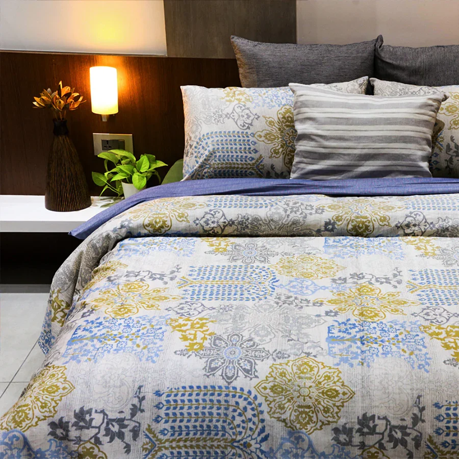Fitted Bedding Set - 300TC Pastel Brocade Complete Set - Image 5