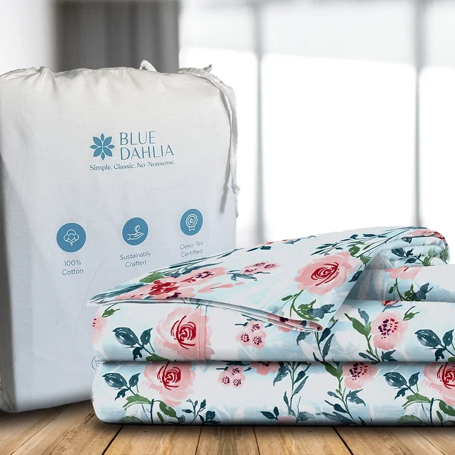 Fitted Bedding Set - 300TC Soft Camellias Complete Set - Image 3