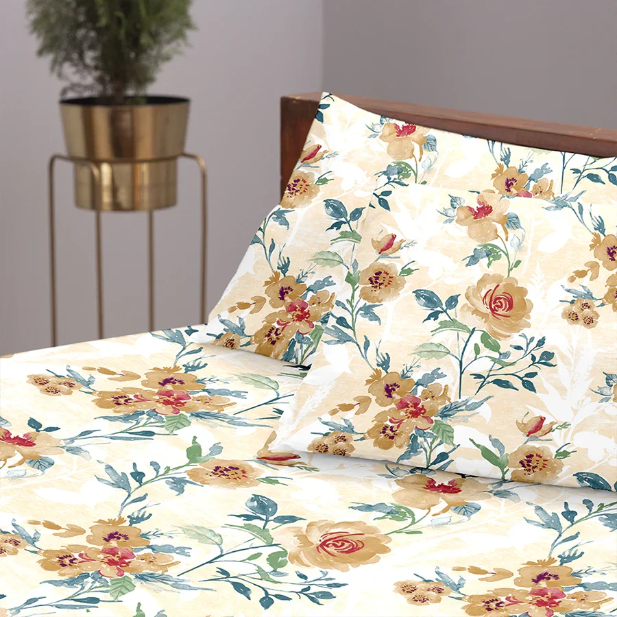 Fitted Bedding Set - 300TC Soft Camellias Complete Set - Image 9
