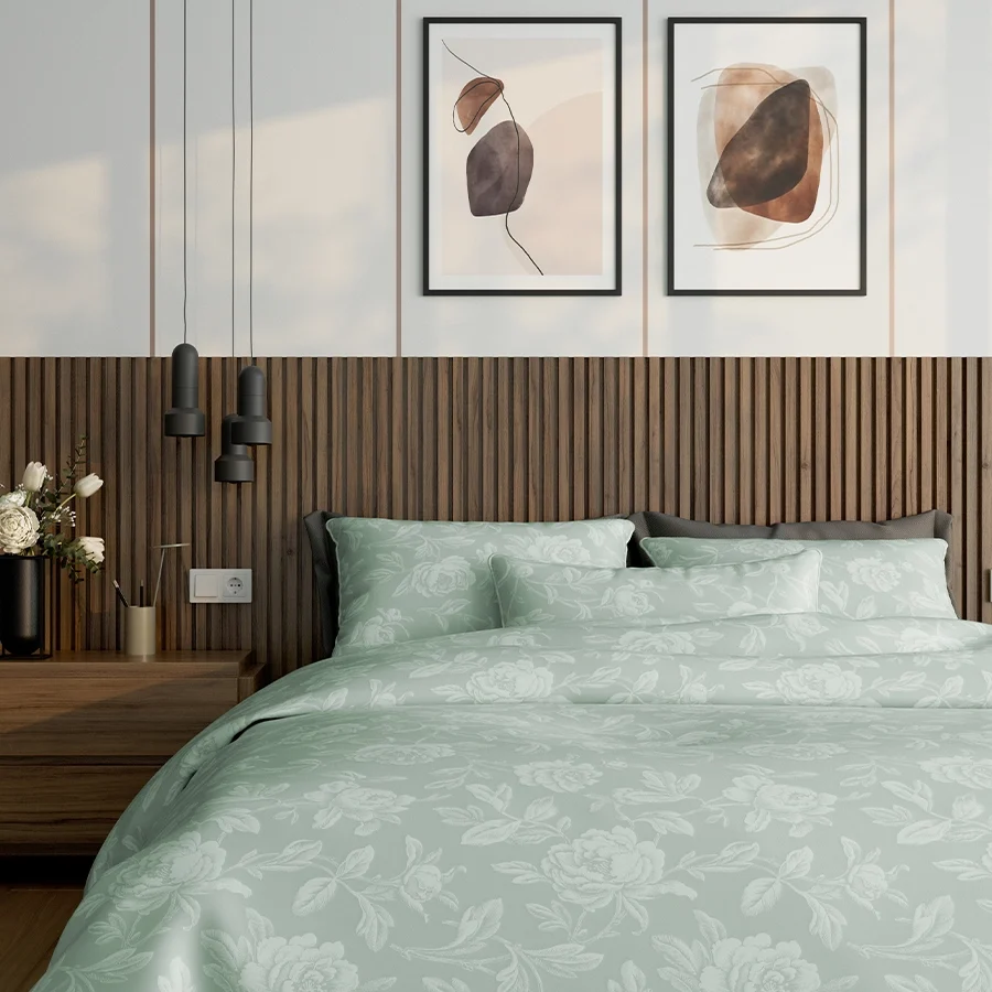 Fitted Bedding Set - Jacquard Rose - Complete Set - Image 40