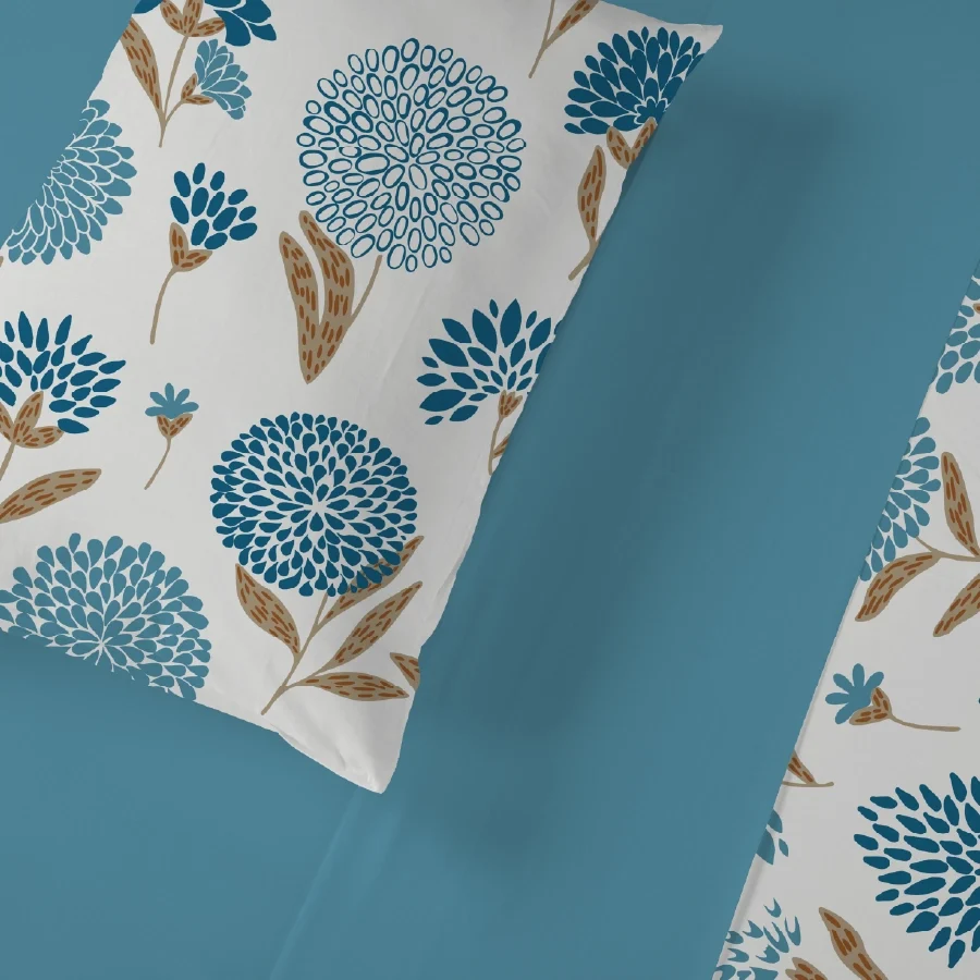 Bedsheet Set - Dahlia Range Light Blue - Image 4