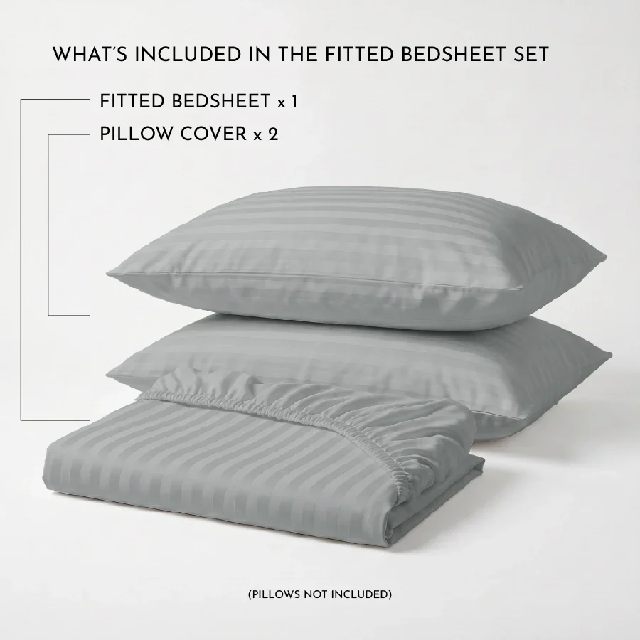 Fitted Sheet Set - 300TC Striped Luxe - Image 25